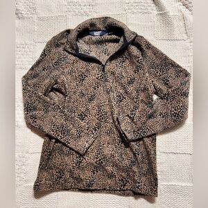 Land’s End Leopard Print Fleece Quart Zip Pullover